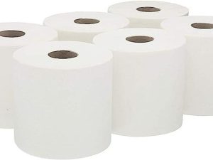 White Centre Feed 2 ply Embossed Paper 6 Rolls Pack Tissue Toilet Towel Wipes Cleaning Wall Disposable kitchen rolls recyclable balcony multifunctional toilet disposable study soft bathroom removable & washable garage flushable