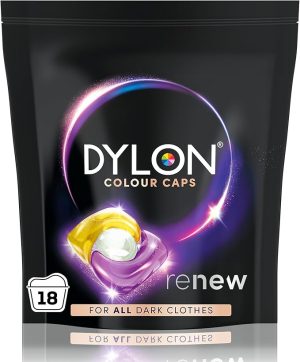 Dylon Black & Dark Caps (18 Wash Loads), Dylon Black Caps for all Dark Clothes, Dark Colour Washing Pods to Protect Dark Colours, renewing in every wash with optimal results in 10 washes