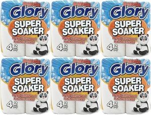 Panda Glory Super Soaker Kitchen Towels | 2PLY Mega Absorbent Kitchen Paper Towel Roll with 200 Extra Thick Sheets | Multipurpose Kitchen Rolls (4 Pack of 6Rolls / 24 Rolls)