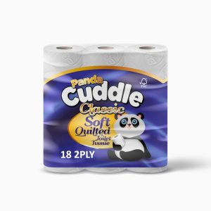 Panda Cuddle 18 PACK Blue 2ply Supersoft Toilet Roll – Ideal for Garages, Kitchens, and Bathrooms – Household, Lightweight, quilted